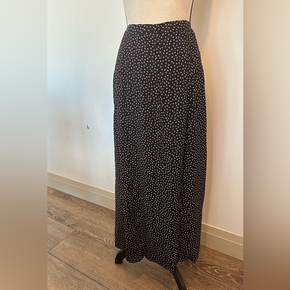 Vintage Handmade Unbranded Maxi Skirt Black polka dots buttons front slit SZ XS - Picture 1 of 4